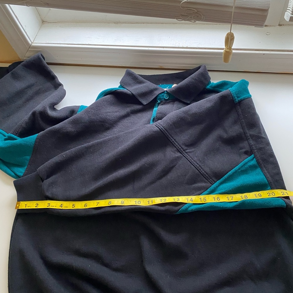 Vintage Brooks Tradition Rugby Collar Sweatshirt Navy Teal Embroidered Logo Med - Picture 13 of 15